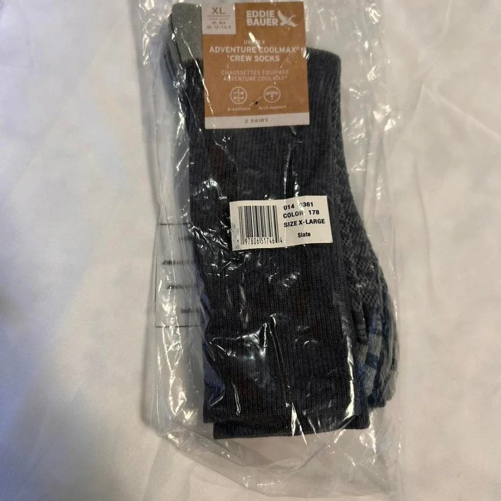 Eddie Bauer black adventure coolmax crew socks